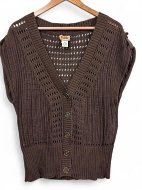 Mudd y2k vintage brown knit cardigan vest women’s xl